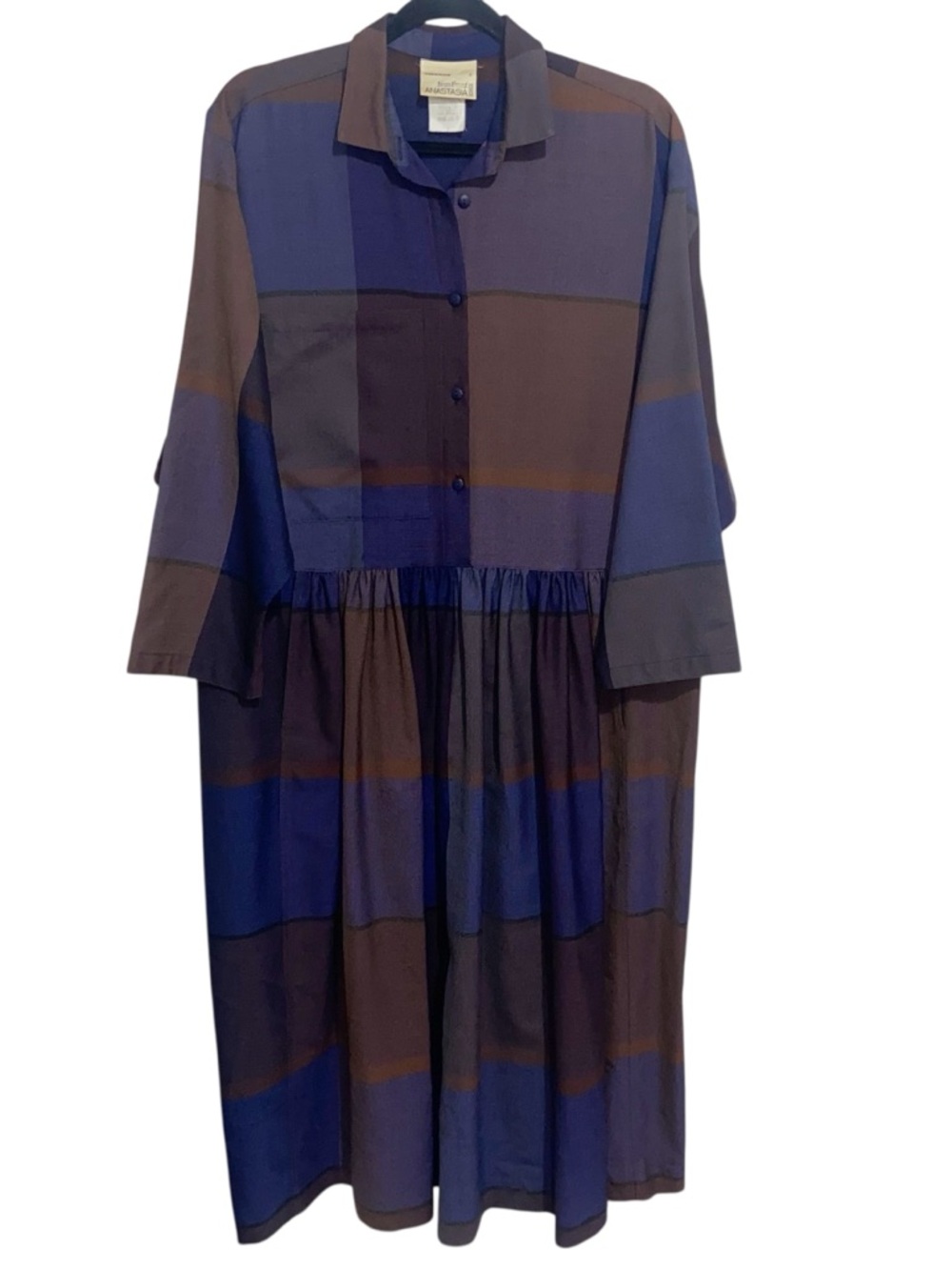 Francois Viannay Dress Womens Anastasia Wool Plaid Cottagecore Pocket France Vtg